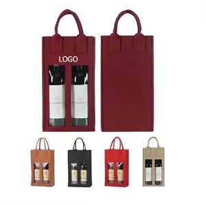 Felt Wine Carrier Tote for Two Bottles with Handle