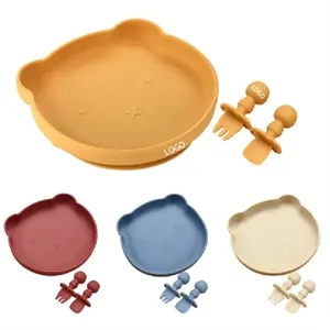 BPA-Free Silicone Baby Feeding Set with Suction Plate