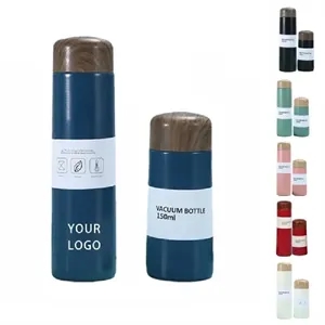 Mini Stainless Steel Thermal Mug 8.5oz 5oz Wood Grain Lid