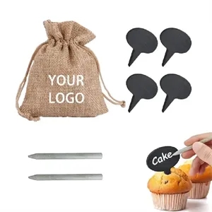 Slate Cheese Markers Set with Chalk and Bag