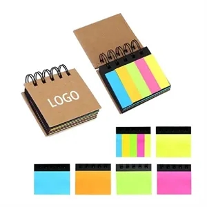 Coil Mini Notebook with Kraft Cover & Sticky Pads