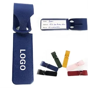 PU Leather Luggage Tag with Privacy Flap and SS Buckle