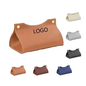 Light Luxury PU Leather Tissue Box with Metal Buckle