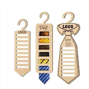 Father's Day Wooden Tie Hanger - Medium Brown