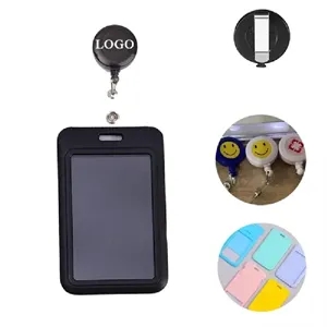 Plastic ID Card Holder & Retractable Badge Reel Set