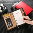 A6 Zippered PU Leather Notebook Padfolio with Calculator | https://www.bestnamebadges.com