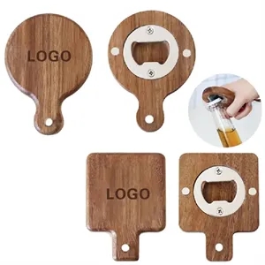 Magnetic Acacia Wood Bottle Opener with Lanyard