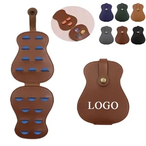 Guitar Shape PU Leather Pick Holder