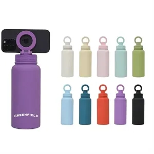 34oz Stainless Steel Water Bottle with Magnetic Phone Holder