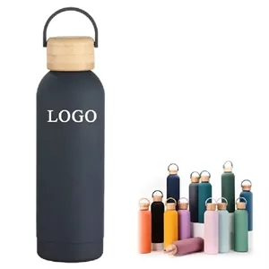 17 oz Insulated Stainless Steel Water Bottle with Bamboo Lid
