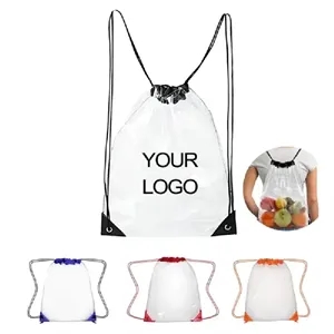 Clear PVC Drawstring Backpack 13.3x17 Inches