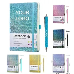 Starry PU Notebook with Pen - Half Letter