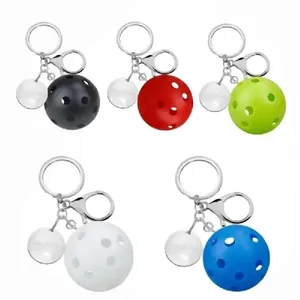 Plastic Pickleball Keychain with Stainless Steel Charm