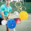 Plastic Pickleball Keychain with Stainless Steel Charm | https://www.bestnamebadges.com
