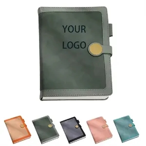 A5 PU Leather Lined Notebook with Magnetic Closure
