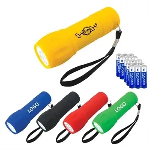 9 LED/COB Rubber Flashlight with Lanyard