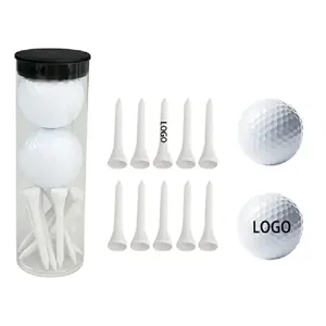 2-Piece Golf Ball & 10 Wooden Tee Set