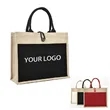 Natural Jute PVC Laminated Beach Bag | https://www.bestnamebadges.com