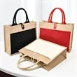 Natural Jute PVC Laminated Beach Bag | https://www.bestnamebadges.com