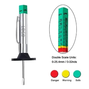 Tire Tread Depth Gauge, 0-1 inch, Color-Coded