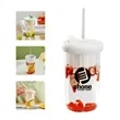 Glass straw cup with filter lids | https://www.bestnamebadges.com