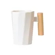 13OZ Geometric Shape Wooden handle Ceramic Cup Set | https://www.bestnamebadges.com