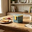Stackable Double Layer Bento Lunch Box W/ Spoon & Handle | https://www.bestnamebadges.com