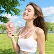 Rechargeable Foldable Mini Hand Fan Power Bank W/ Lanyard | https://www.bestnamebadges.com