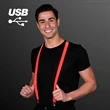 Rechargeable Red Light Up Suspenders | https://www.bestnamebadges.com