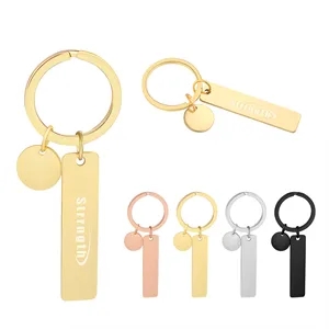 Rectangular Stainless Steel Keychain W/ Engraved Custom Logo