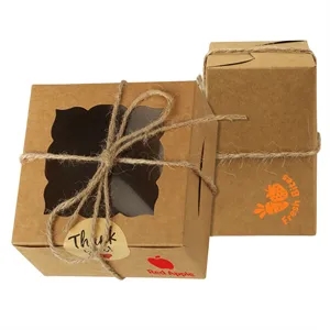 Small Kraft Cookie Boxes W/ Clear Window 4"x4"x2.5"