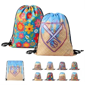 Full Color Polyester Sports Drawstring Backpack 13.4"x17"