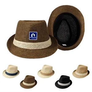 Classic Short Brim Straw Trilby Fedora Hat