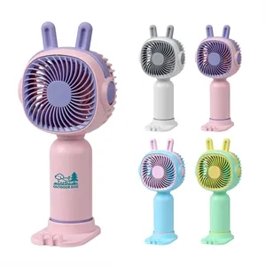 Plastic Mini USB Rechargeable Handheld Fan W/ Stand