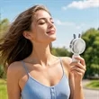 Plastic Mini USB Rechargeable Handheld Fan W/ Stand | https://www.bestnamebadges.com
