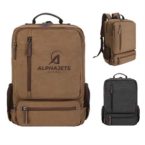 High-Capacity Vintage Canvas Laptop Backpack