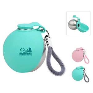 10Oz Portable Dog Water Bottle W/ Foldable Silicone Bowl