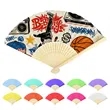 8.3"x15" Full Color Paper Folding Hand Fans W/ Bamboo Frame | https://www.bestnamebadges.com
