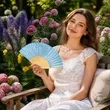8.3"x15" Full Color Paper Folding Hand Fans W/ Bamboo Frame | https://www.bestnamebadges.com