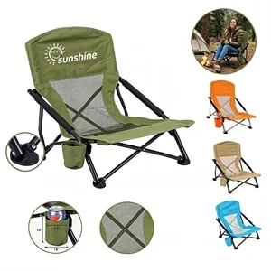 Low Beach Camping Folding Chai With Cup Holder & Carry Bag