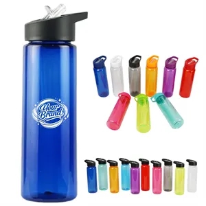 Portable Sports Water Bottle with Flip-Top Straw