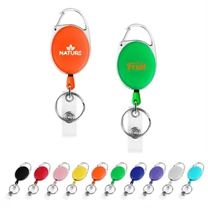 Oval Retractable Badge Reel W/ Belt Clip&Key Ring