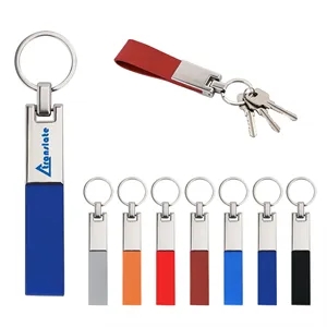 Soft PU Leather Keychain Key Fob W/ Metal Ring