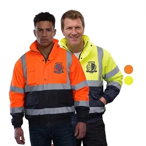 Premium Hi Vis Class 3 Reflective Tape Safety Bomber Jacket