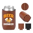Custom Logo PU Leather Insulated Can Cooler | https://www.bestnamebadges.com