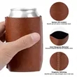Custom Logo PU Leather Insulated Can Cooler | https://www.bestnamebadges.com
