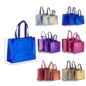 Holographic Rainbow Non-Woven Budget Shopper Tote
