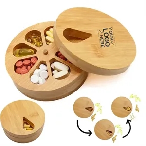 Wooden 7-Day Weekly Pill  Tablet Organizer Box