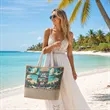 Beach Tote With Top Zipper Closure & Rope Handles | https://www.bestnamebadges.com