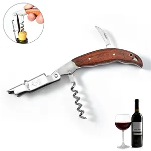 Stainless Steel Wine Opener Corkscrew with Wood Handle